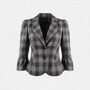 Tristan Wool Blend Blazer M Grey Beige 3/4 Sleeve / Veston Laine Femme M Gris